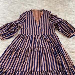 Madewell Striped Satin Midi Dress